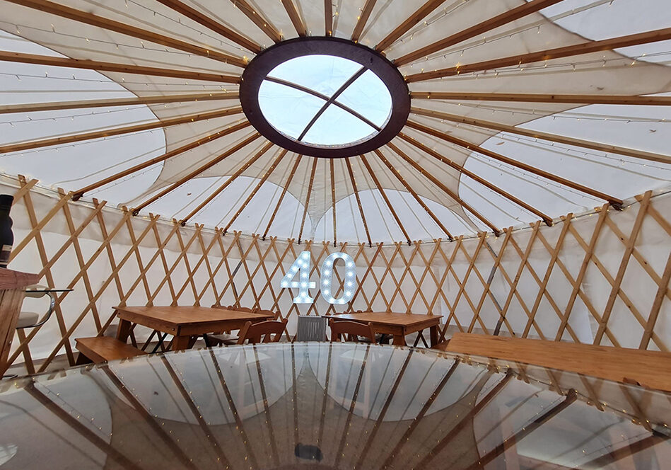 inside 18ft yurt